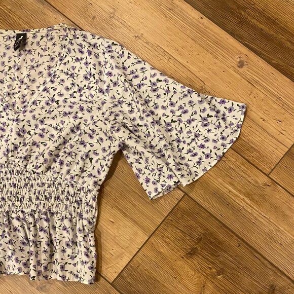 CUIDAD CON EL PERRO Top Women's Pullover Bell Sleeve Floral V-Neck Multicolor M - Picture 6 of 6